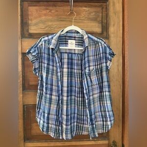 American Eagle Outfitters Navy Plaid Shirt